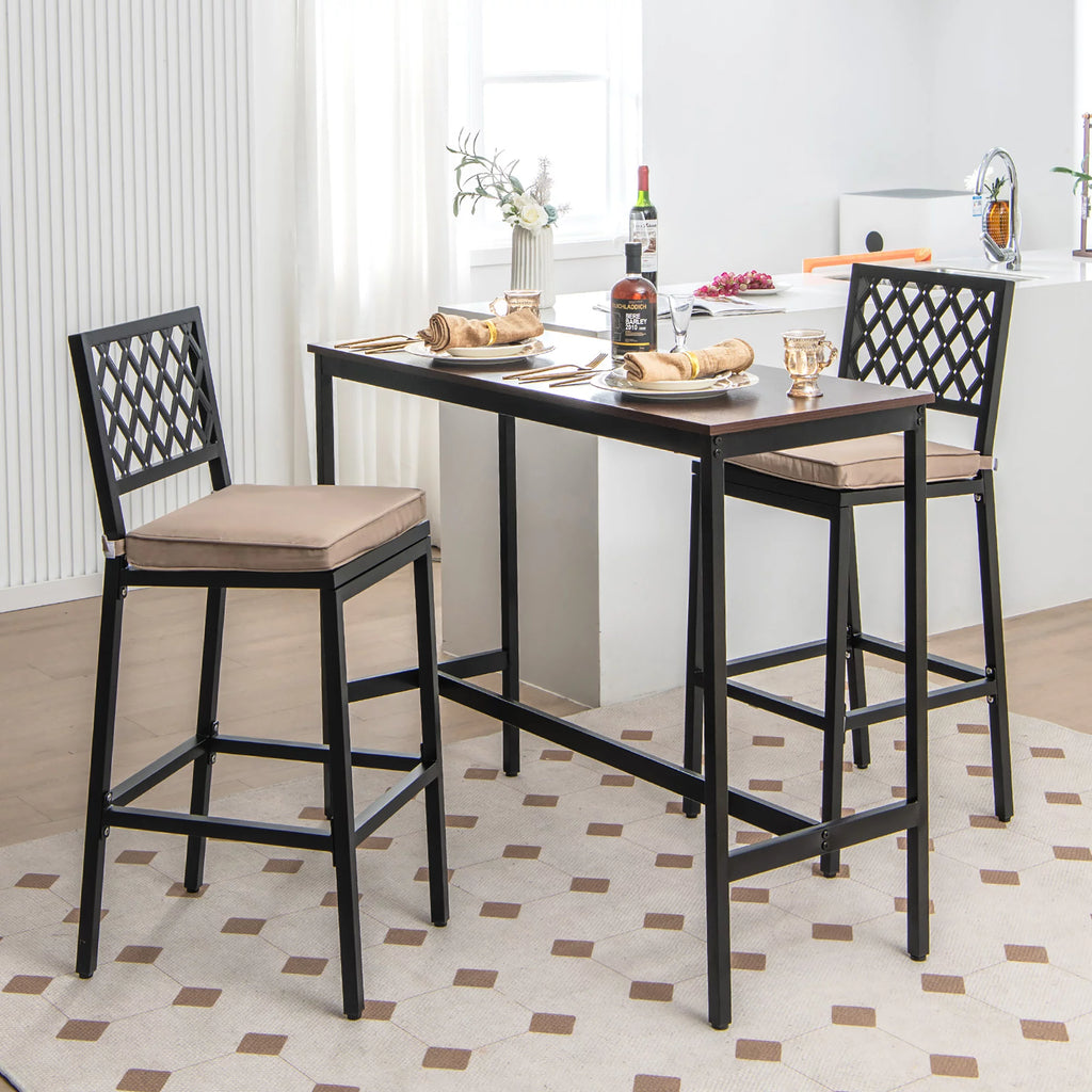 Set of 2 Metal Bar Stools with Cushion L799