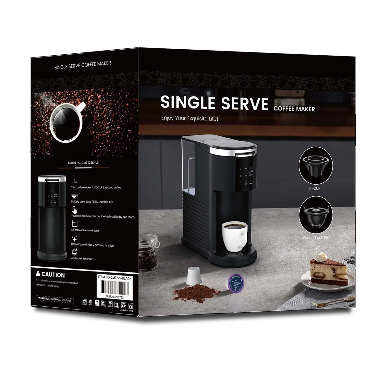 2-in-1 Single Serve Coffee Maker, Black J928903