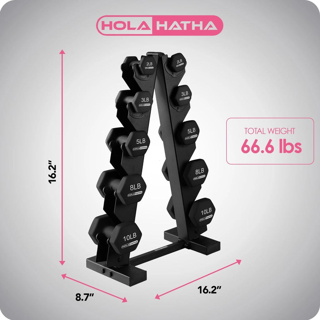 3, 5, and 8 Pound Dumbbell Hand Weight Set with Storage Rack H19254