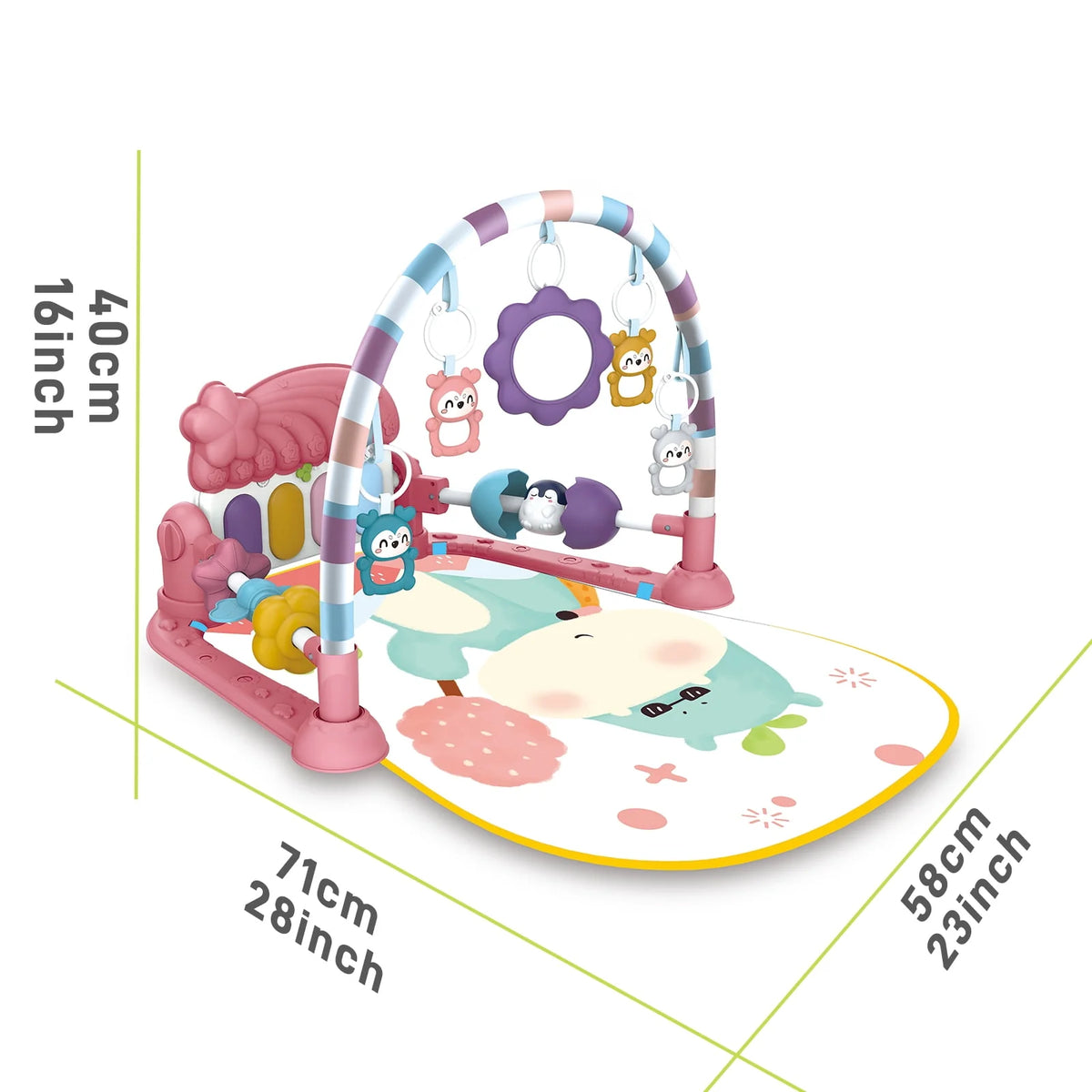 Baby Gym Play Mat 3 in 1 Fitness Rack with Music and Lights Blue A499800