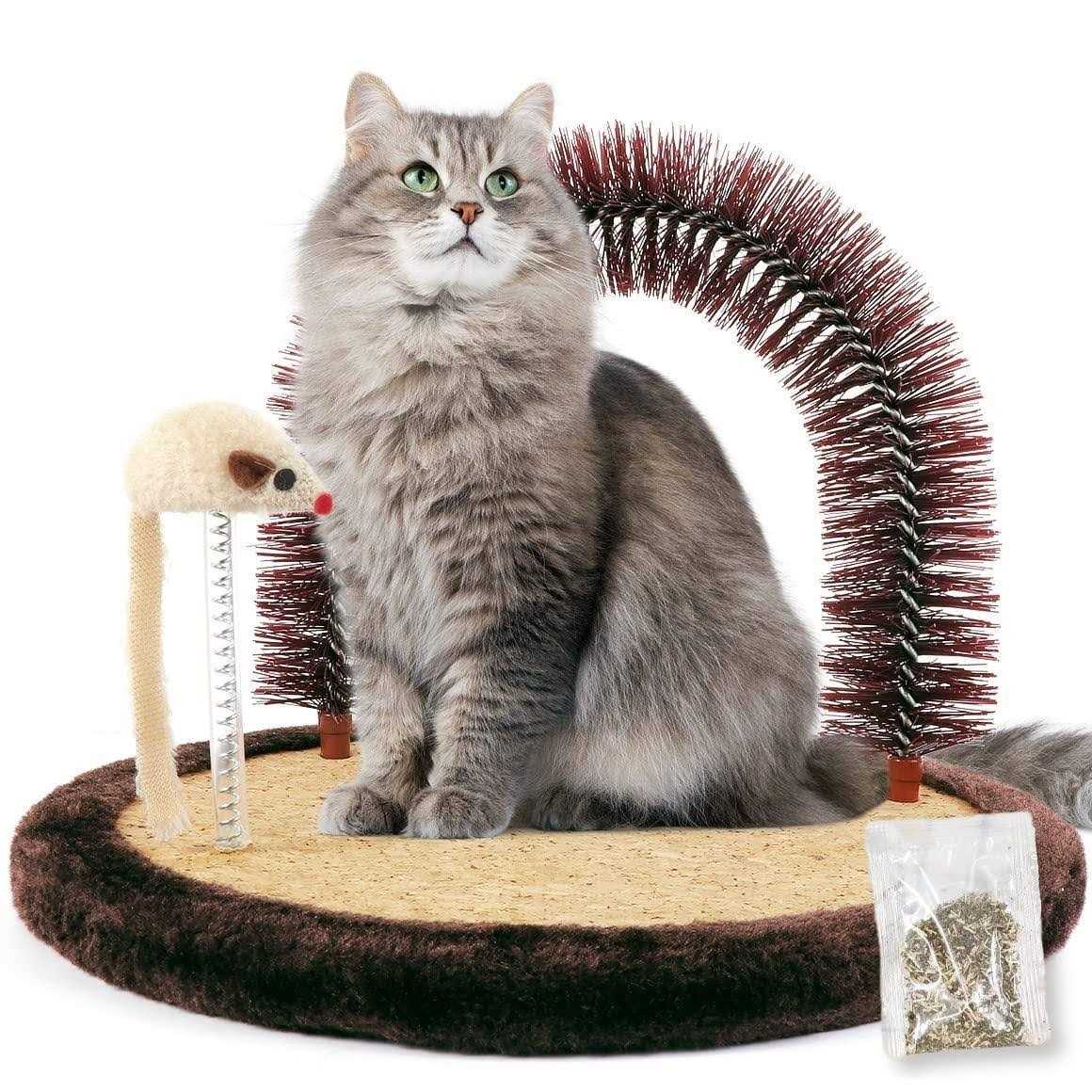 Cat Self Groomer Massager with Scratching Pad and Catnip Toy W443