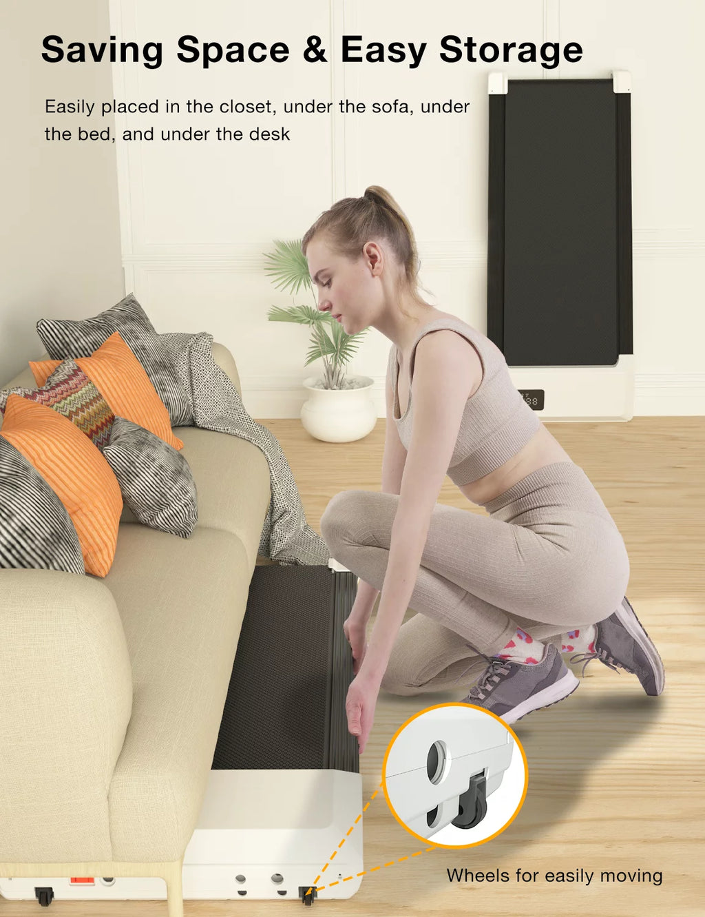 2.5Hp Walking Pad Treadmill with Remote Control and LED Display Q5479