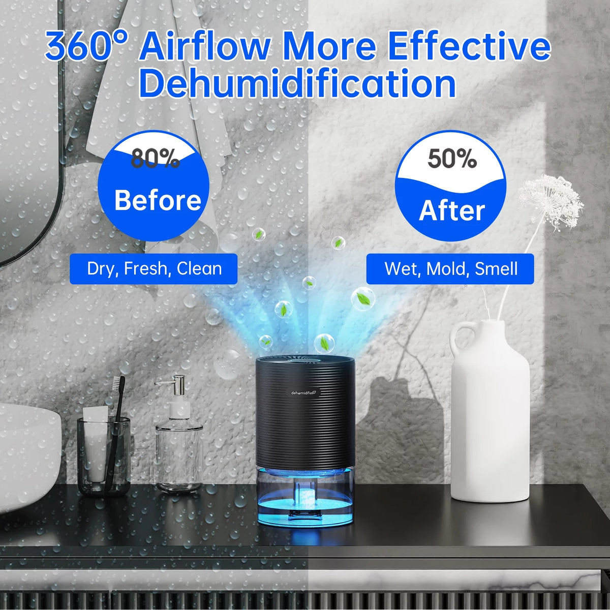 Small Dehumidifier 27oz with Auto-off Black P75285