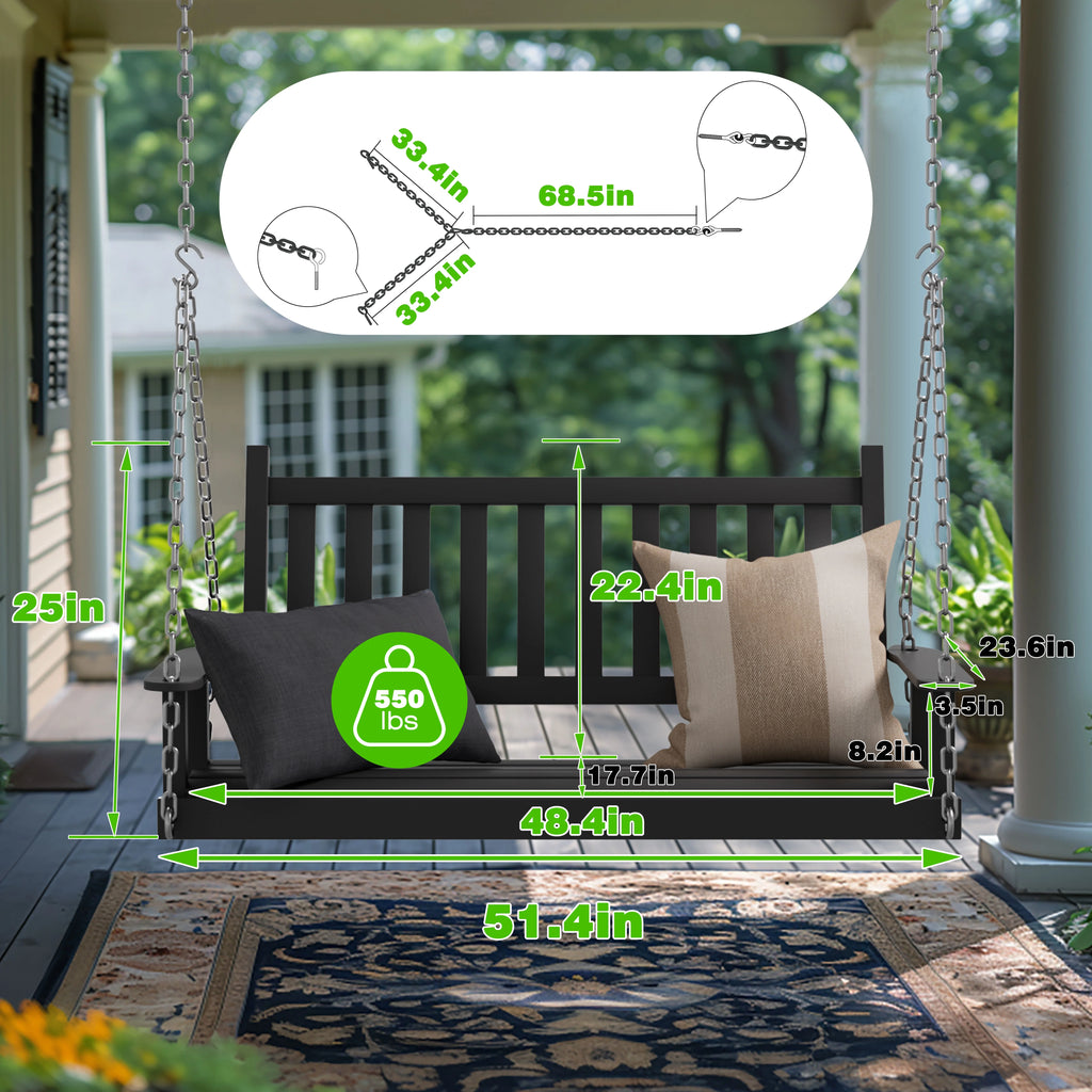 2-Seat Hanging Wooden Porch Swing P752365
