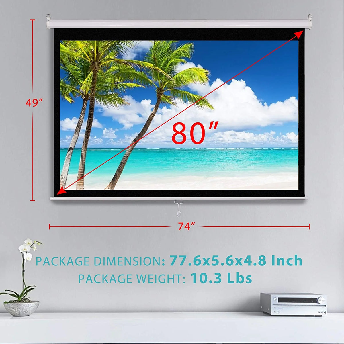 80 inch 16:9 HD Retractable Projector Screen T75316