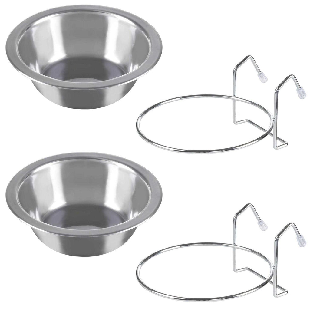 Set of 2 Stainless-Steel Hanging Pet Bowls N177829