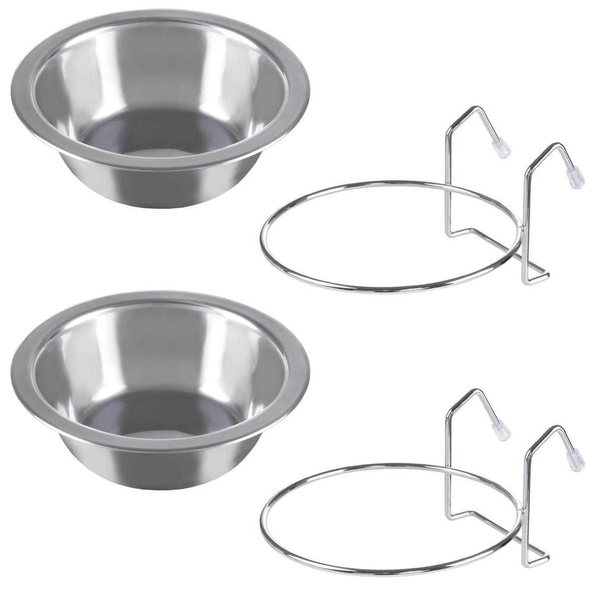 Set of 2 Stainless-Steel Hanging Pet Bowls N177829