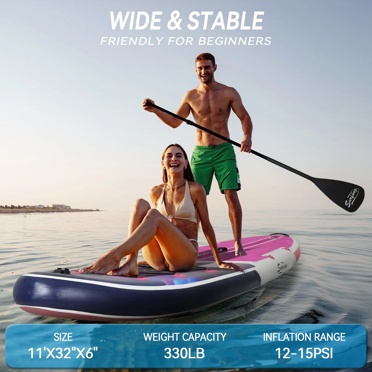 11 Ft Inflatable Stand Up Paddle Board and Sit-on Kayak Set F19500