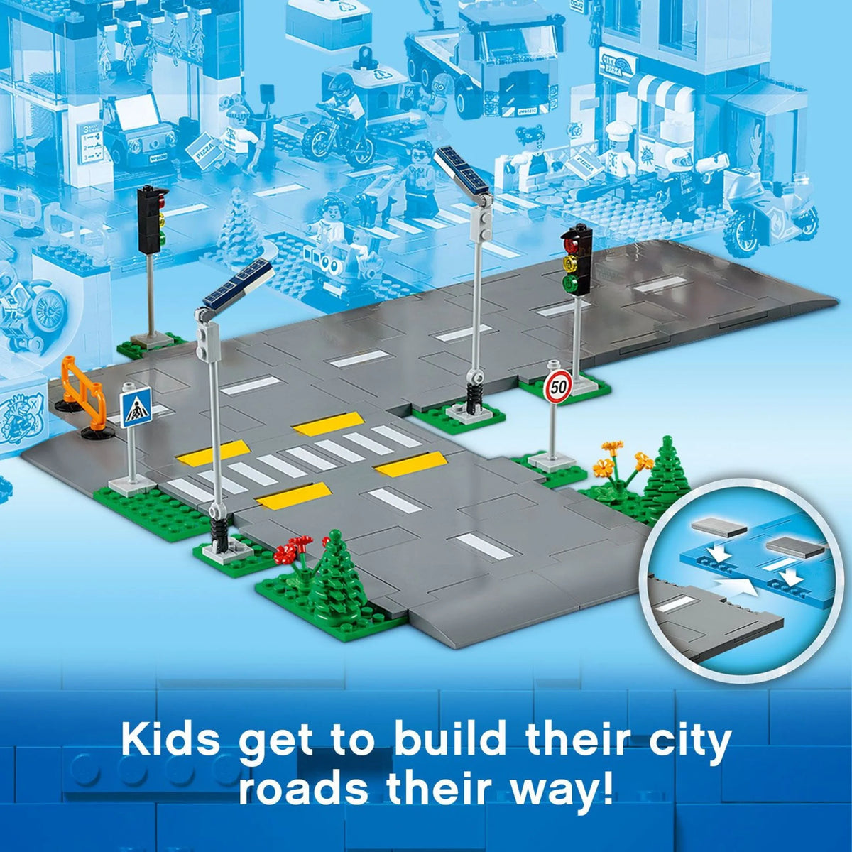 Road Plates Building Toy Set with Traffic Lights and Trees S739486