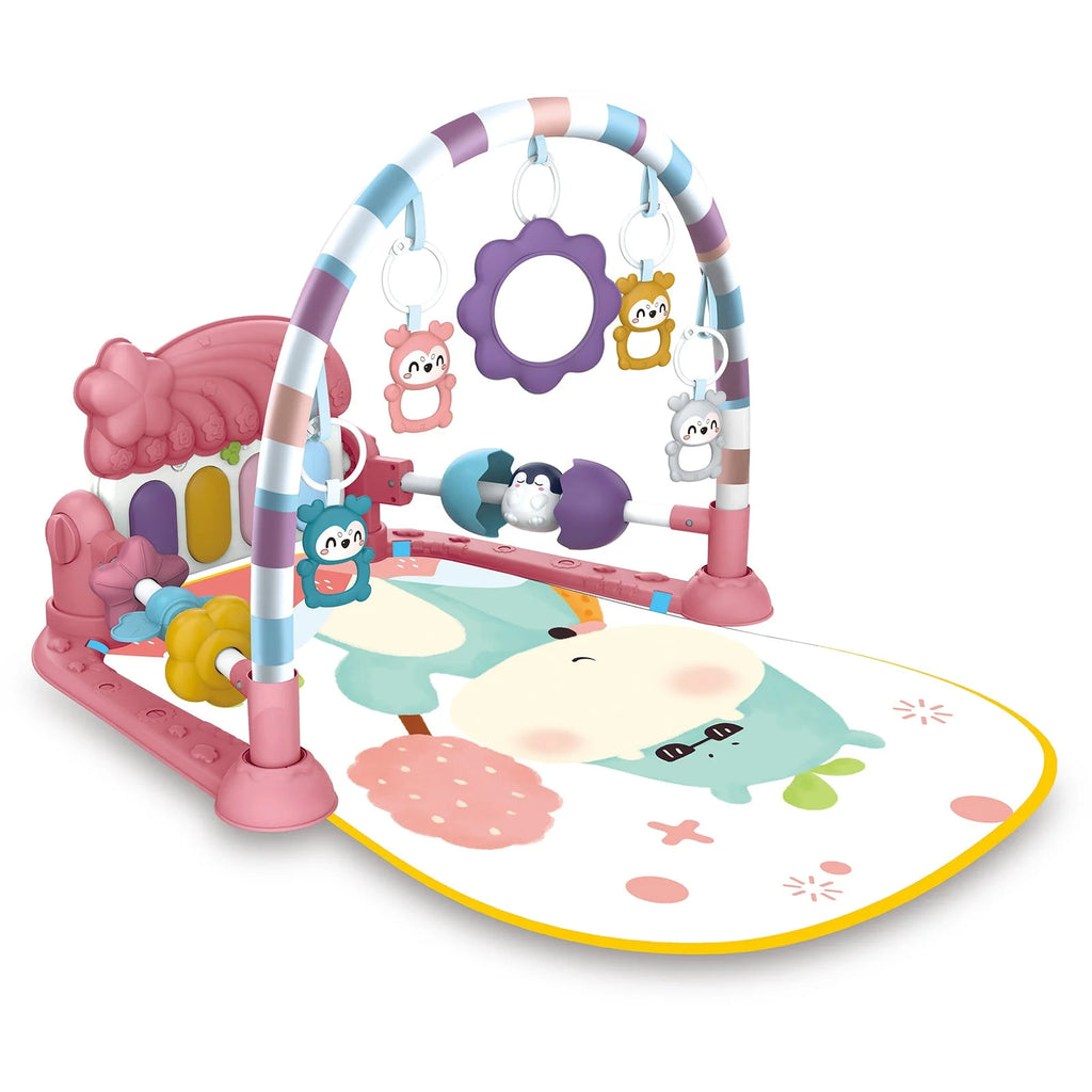 Baby Gym Play Mat 3 in 1 Fitness Rack with Music and Lights Blue A499800