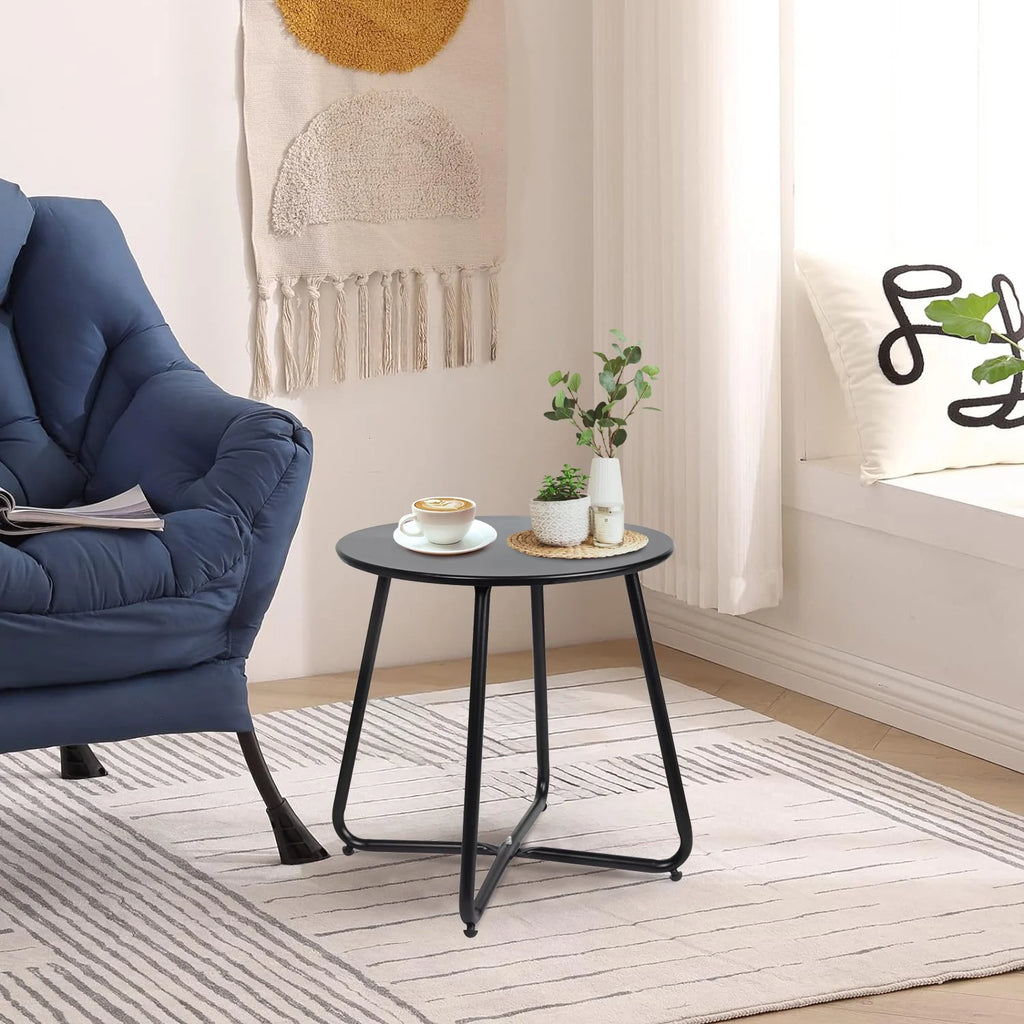 Metal Round End Table, Anti-Rust Waterproof Side Table X556366