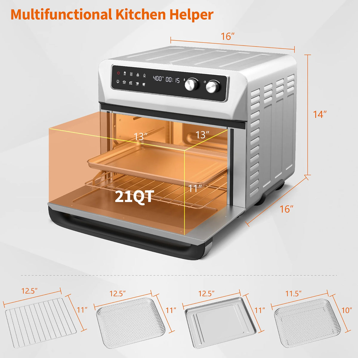 21QT Convection Air Fryer Toaster Oven 8-in-1 I208