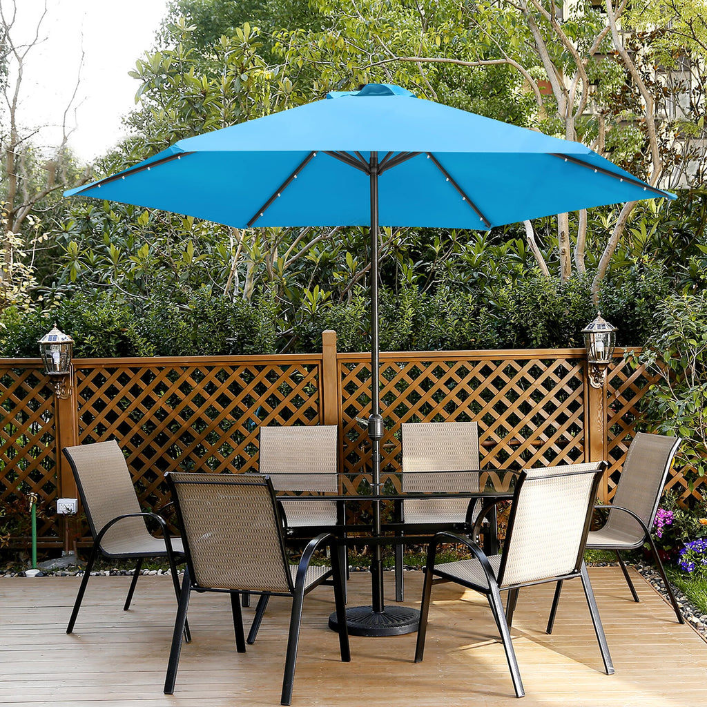 9 Ft Solar LED Light Patio Umbrella with Tilt Crank Lift A256