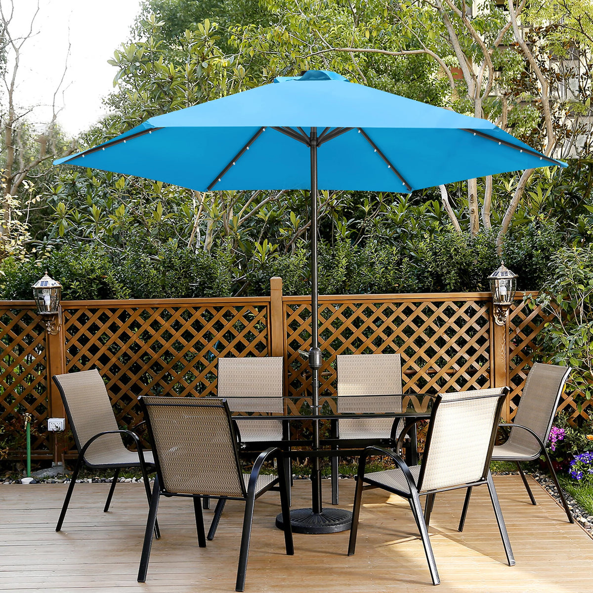 9 Ft Solar LED Light Patio Umbrella with Tilt Crank Lift A256