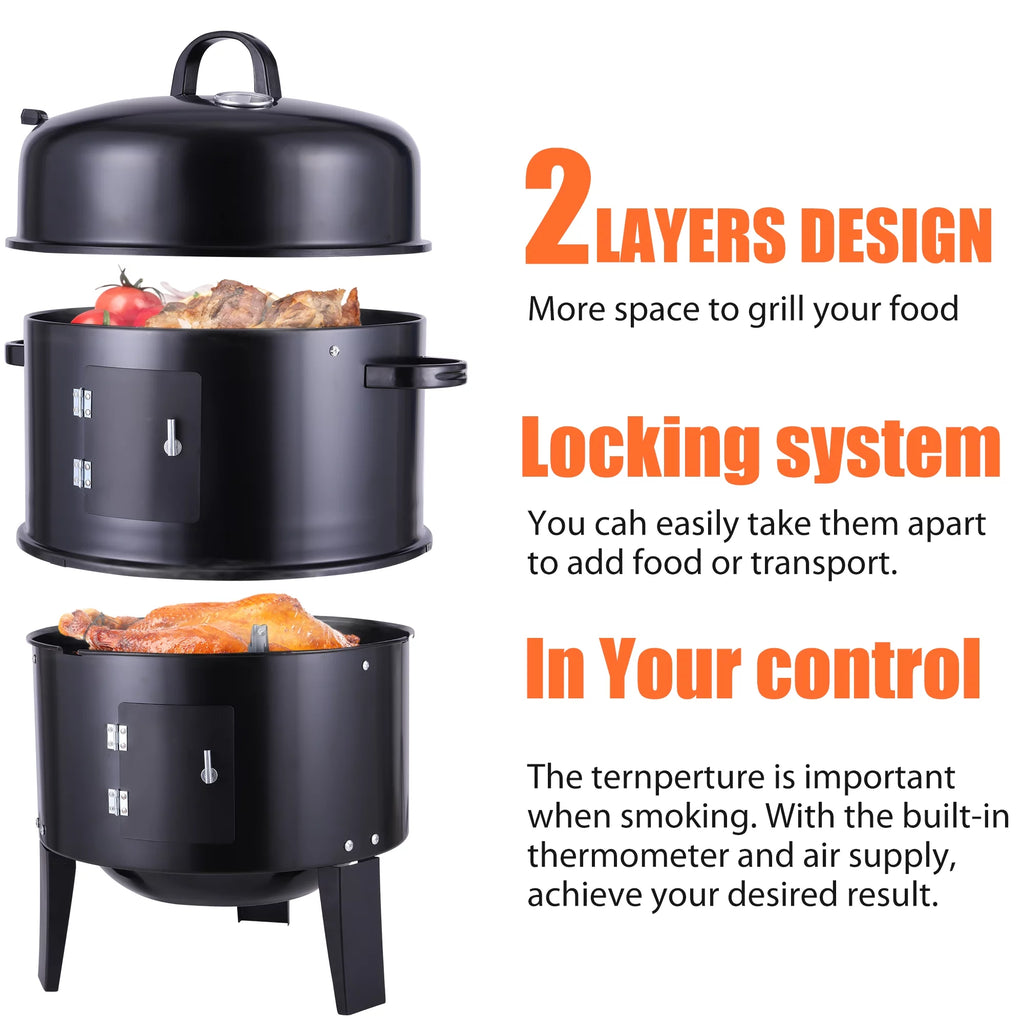 Portable Charcoal Grill 3 in 1 BBQ Smoker M431