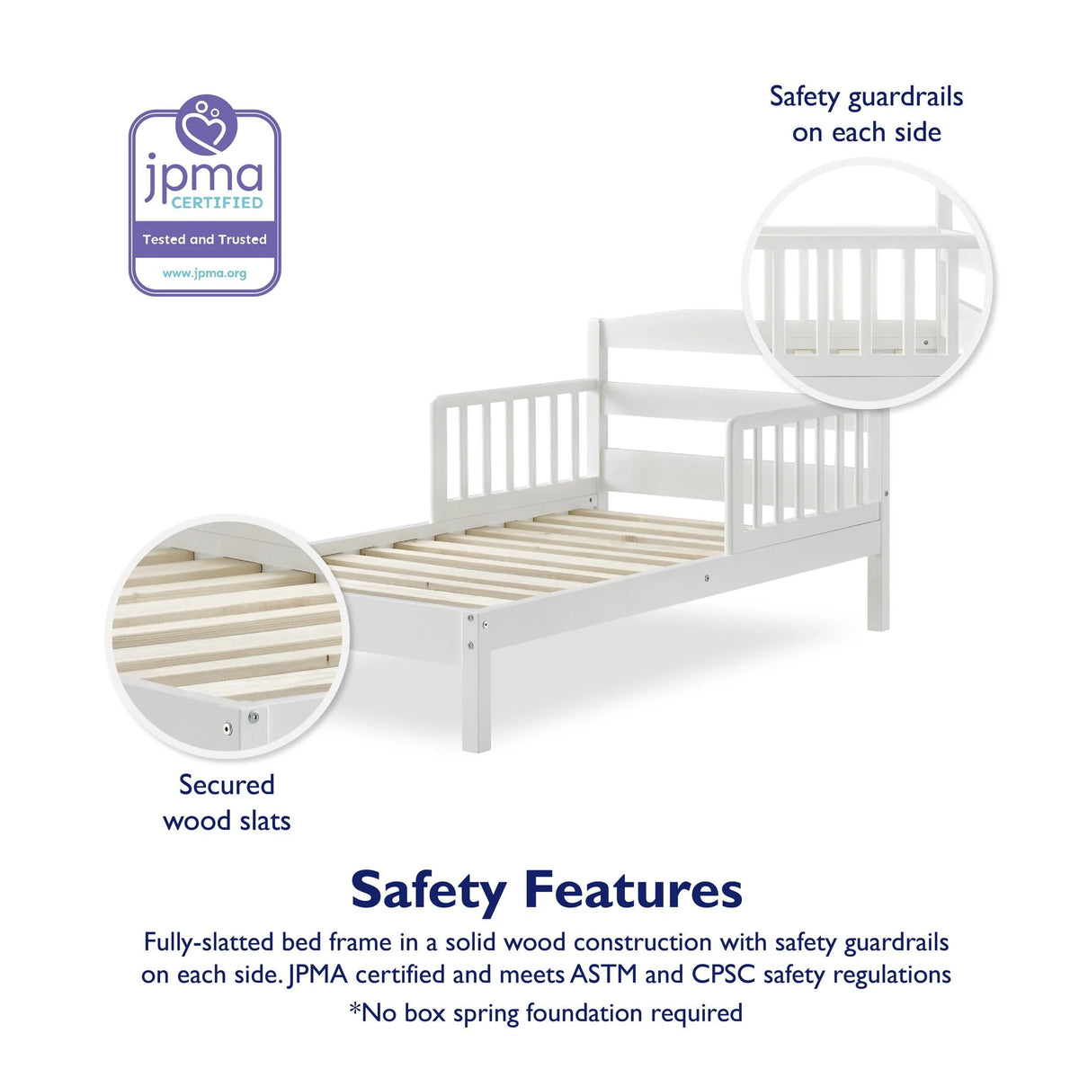 Wood Toddler Bed with Safety Guardrails K975718