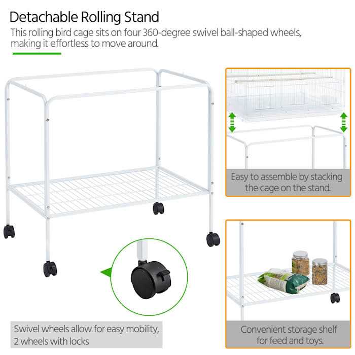 47 Bird Cage with Slide-Out Tray and Rolling Stand W748502