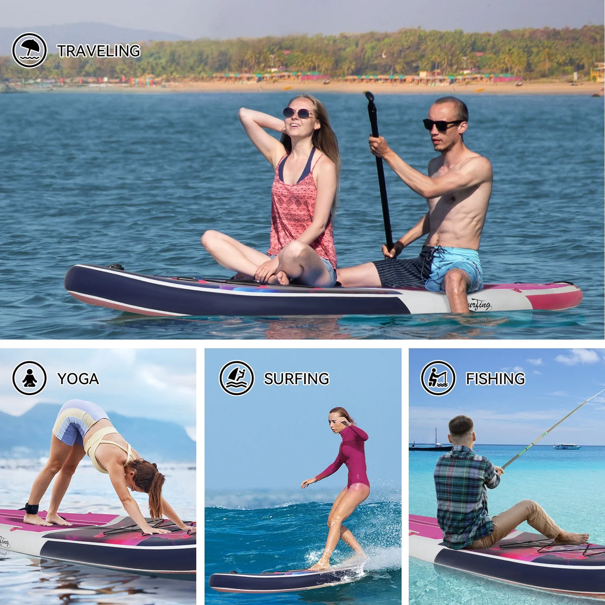 11 Ft Inflatable Stand Up Paddle Board and Sit-on Kayak Set F19500