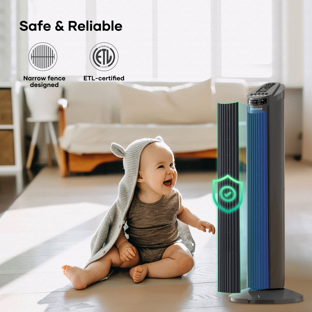 70° Oscillating Tower Fan with Remote Control 3 Speeds 3 Wind Modes Timer Dark Gray E109585