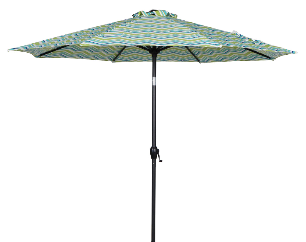 9FT Black and White Round Tilting Patio Umbrella Q660496