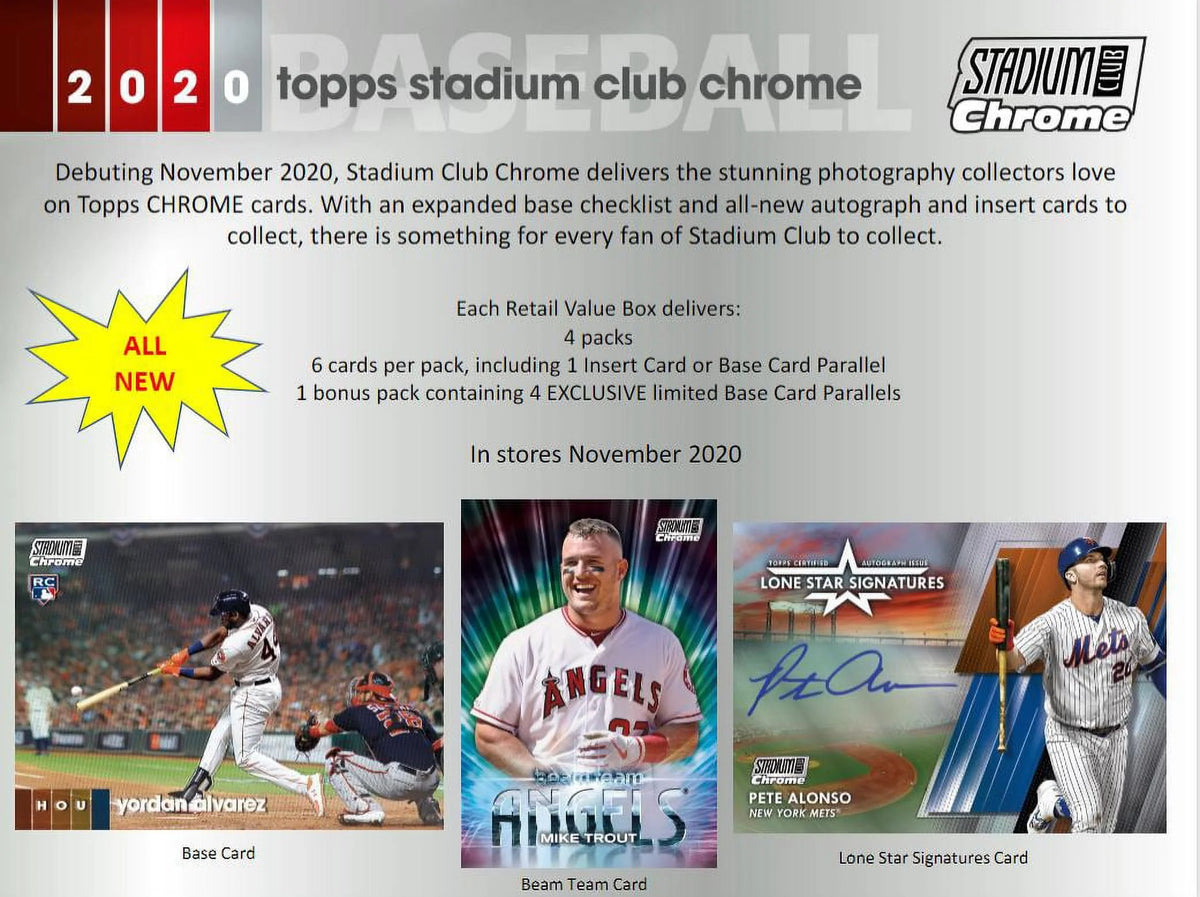 2020 Topp Stadium Club Chrome MLB Baseball Trading Cards Blaster Box N139