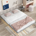 White Full Size Floating Platform Bed Frame with LED Lights B2705