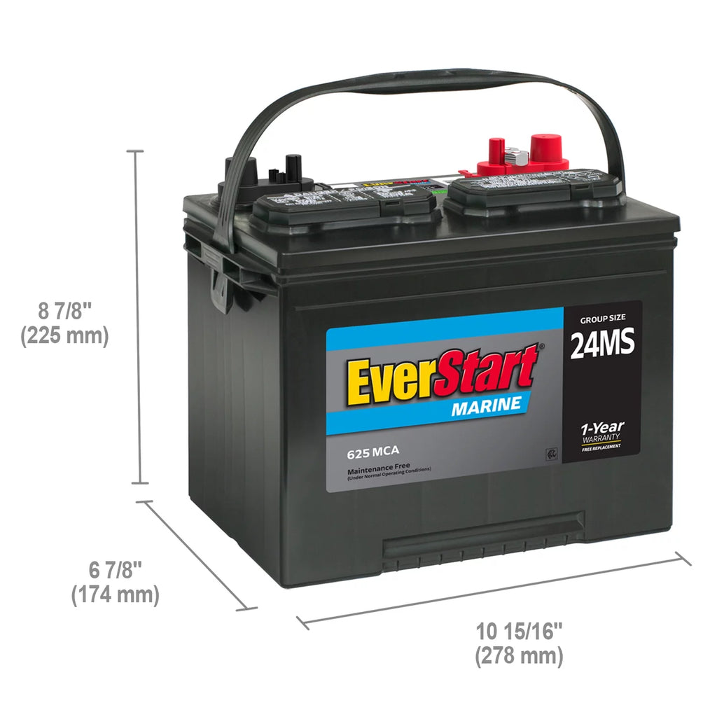 Lead Acid Marine Starting Battery Group Size 24MS 12 Volt 1000 MCA S56820