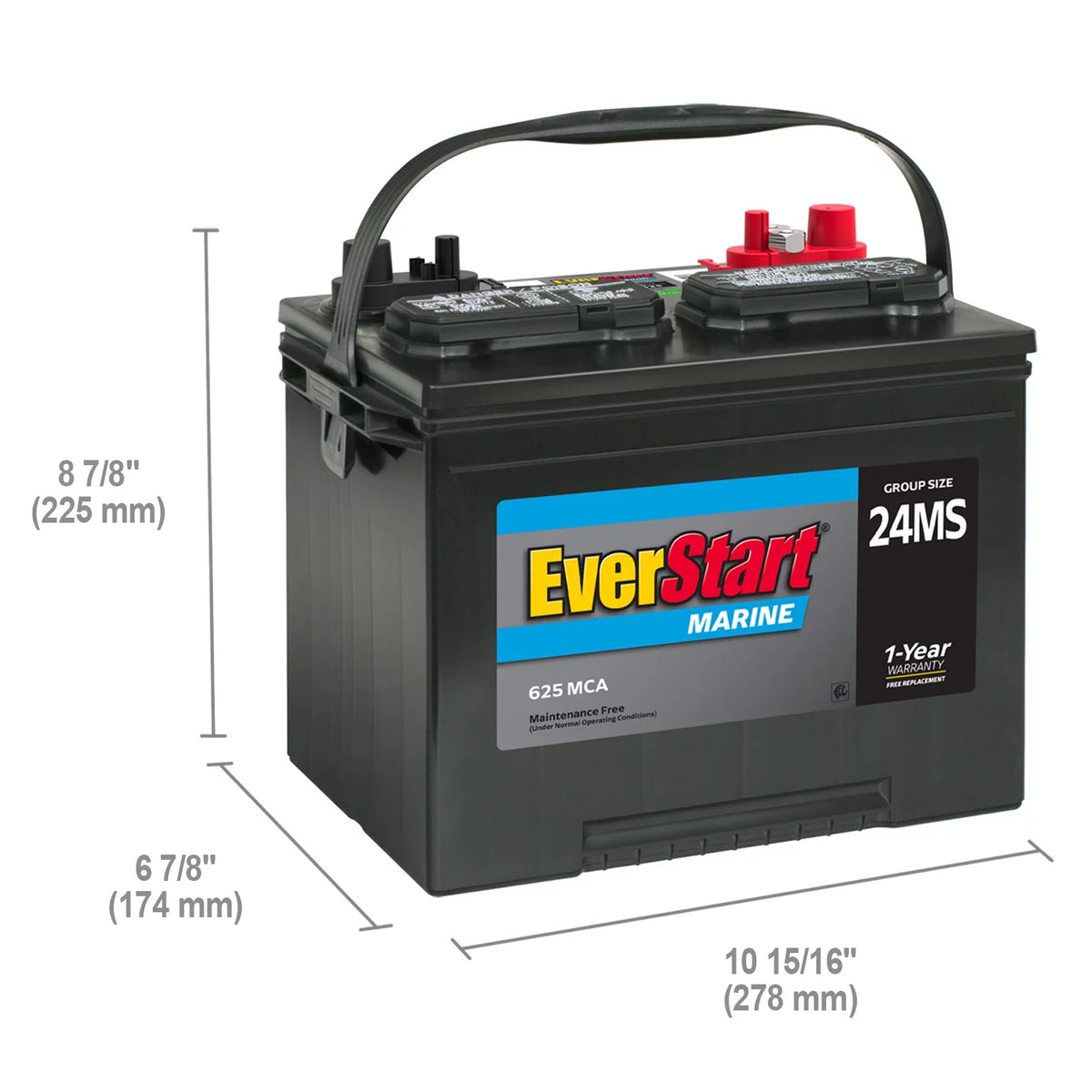 Lead Acid Marine Starting Battery Group Size 24MS 12 Volt 1000 MCA S56820