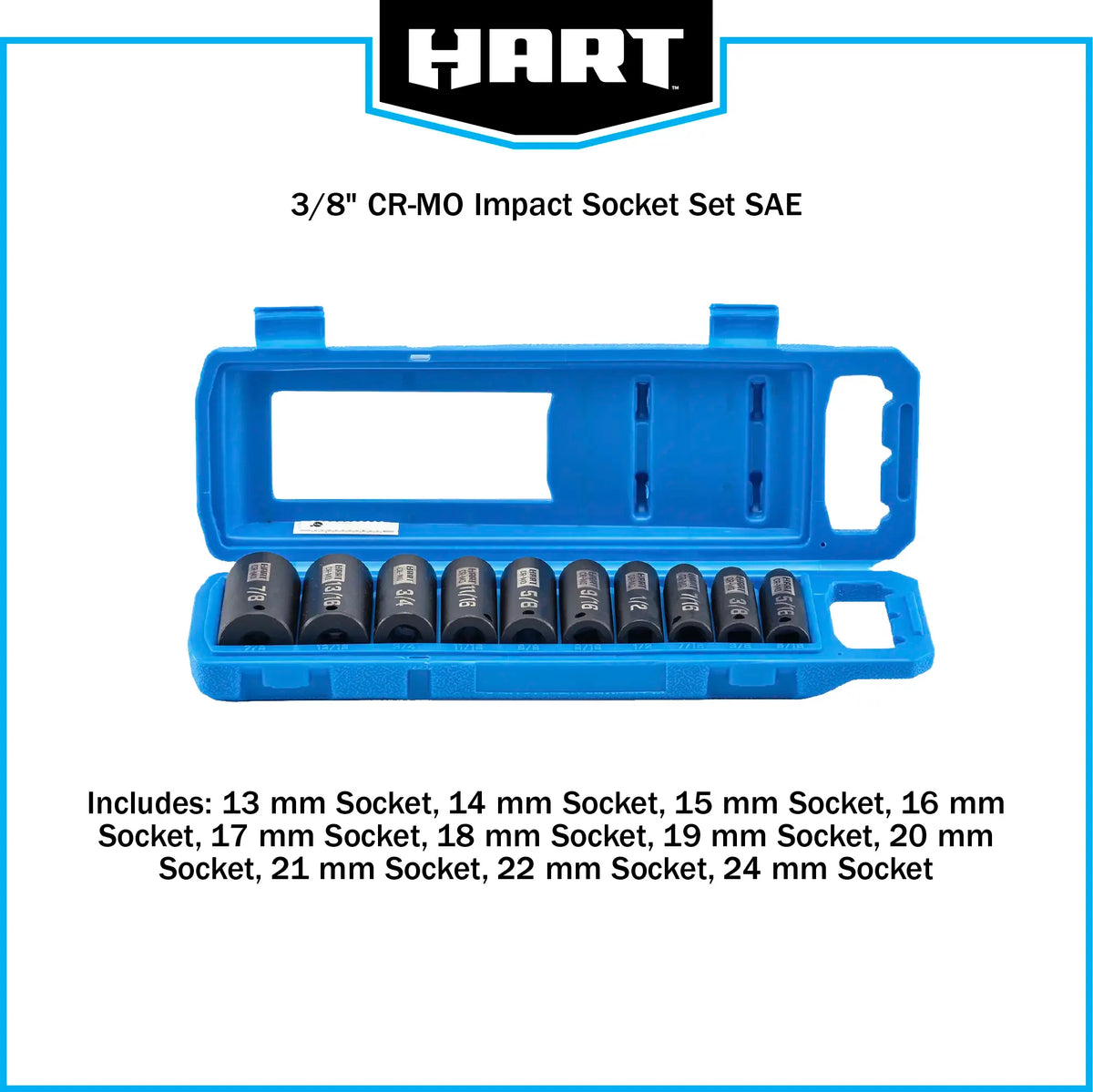 10 Piece 3/8-inch Impact Rated Socket Set B320