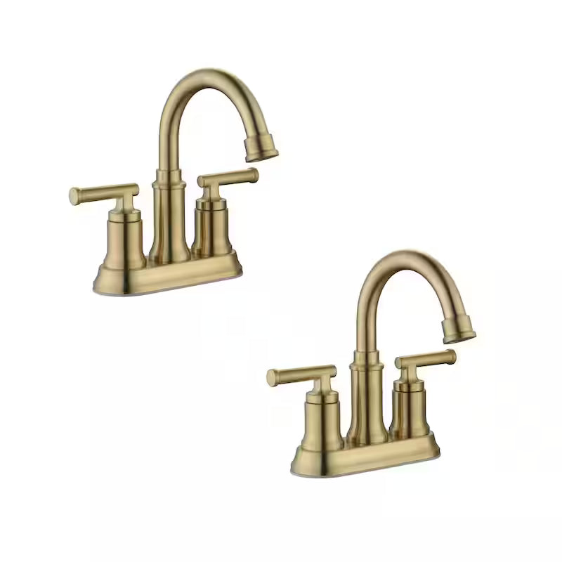4 in. Centerset Double-Handle High-Arc Bathroom Faucet Matte Gold 2-Pack Q177043