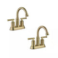 4 in. Centerset Double-Handle High-Arc Bathroom Faucet Matte Gold 2-Pack Q177043