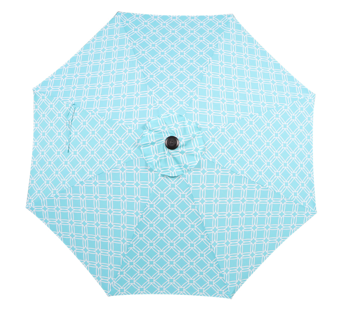 9FT Black and White Round Tilting Patio Umbrella Q660496