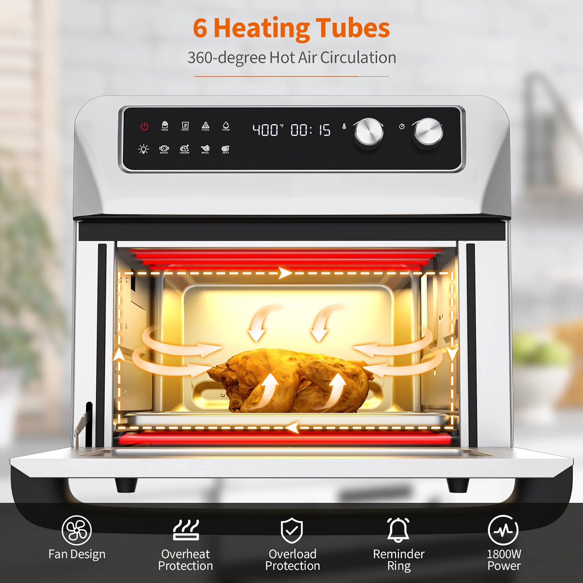 21QT Convection Air Fryer Toaster Oven 8-in-1 I208