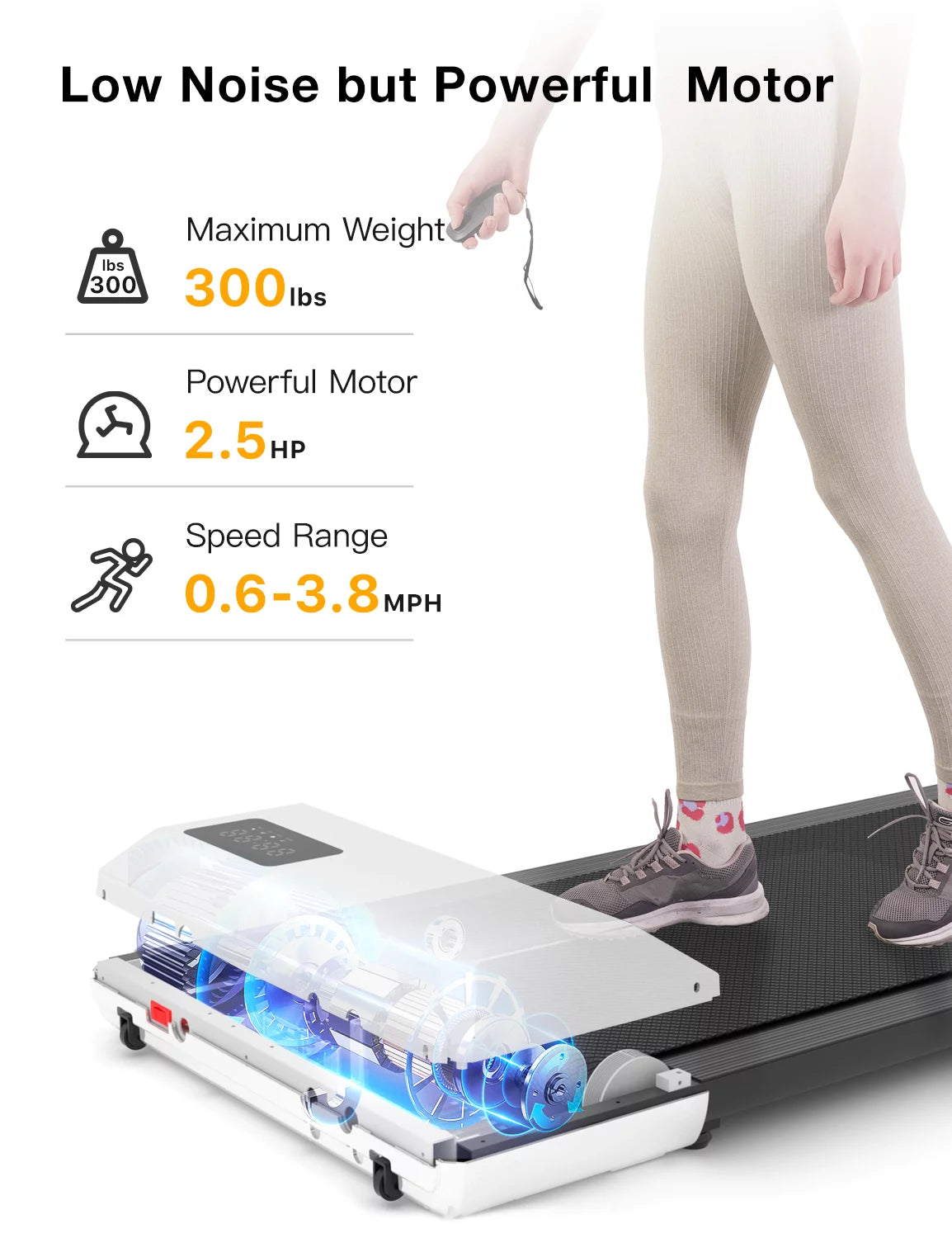 2.5Hp Walking Pad Treadmill with Remote Control and LED Display Q5479