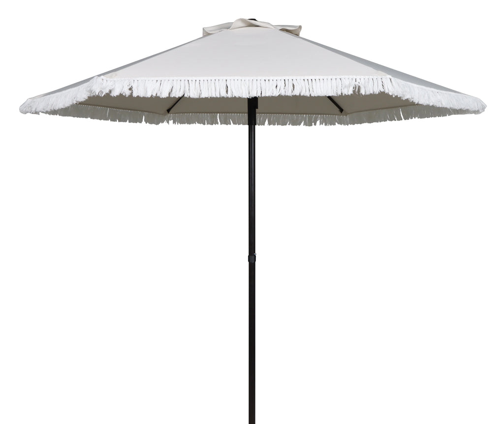 White 7.5' Round Patio Umbrella with Steel Pole G1760