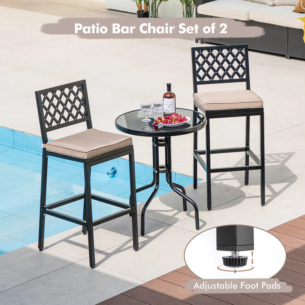 Set of 2 Metal Bar Stools with Cushion L799