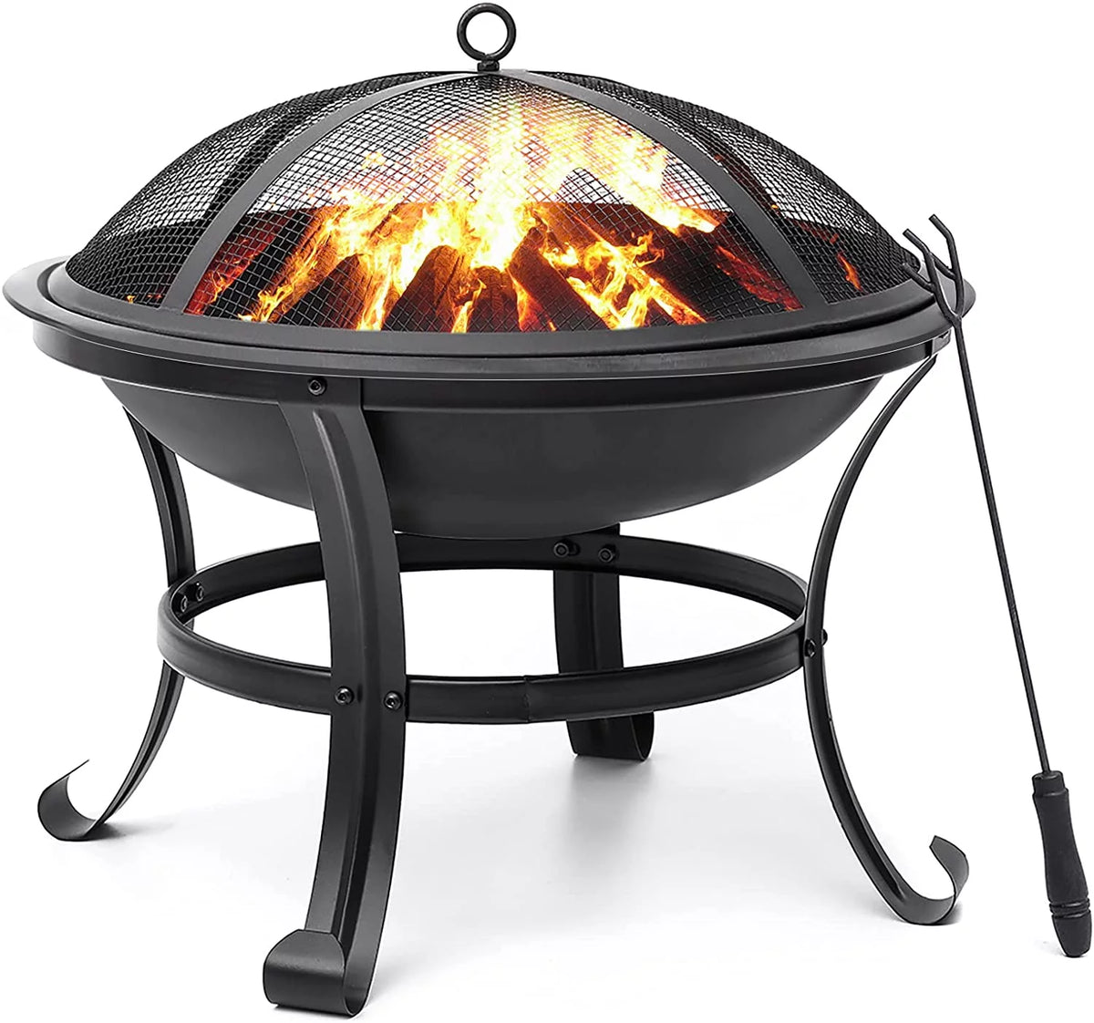 22 inch Wood Burning Steel Fire Pit with Spark Screen T19787