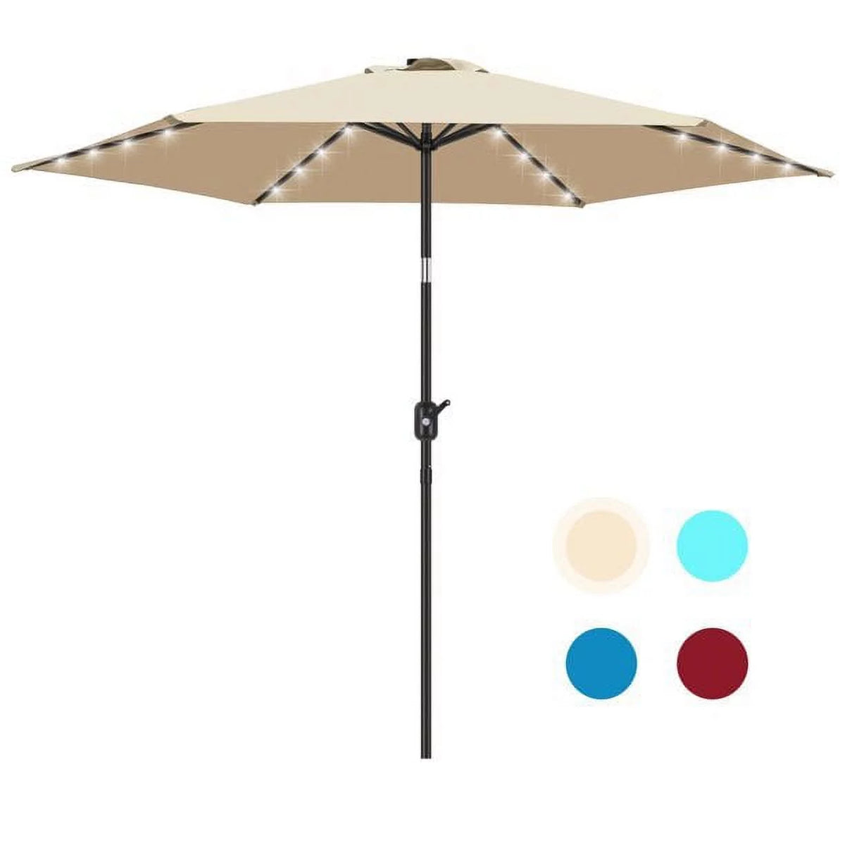 9 Ft Solar LED Light Patio Umbrella with Tilt Crank Lift A256