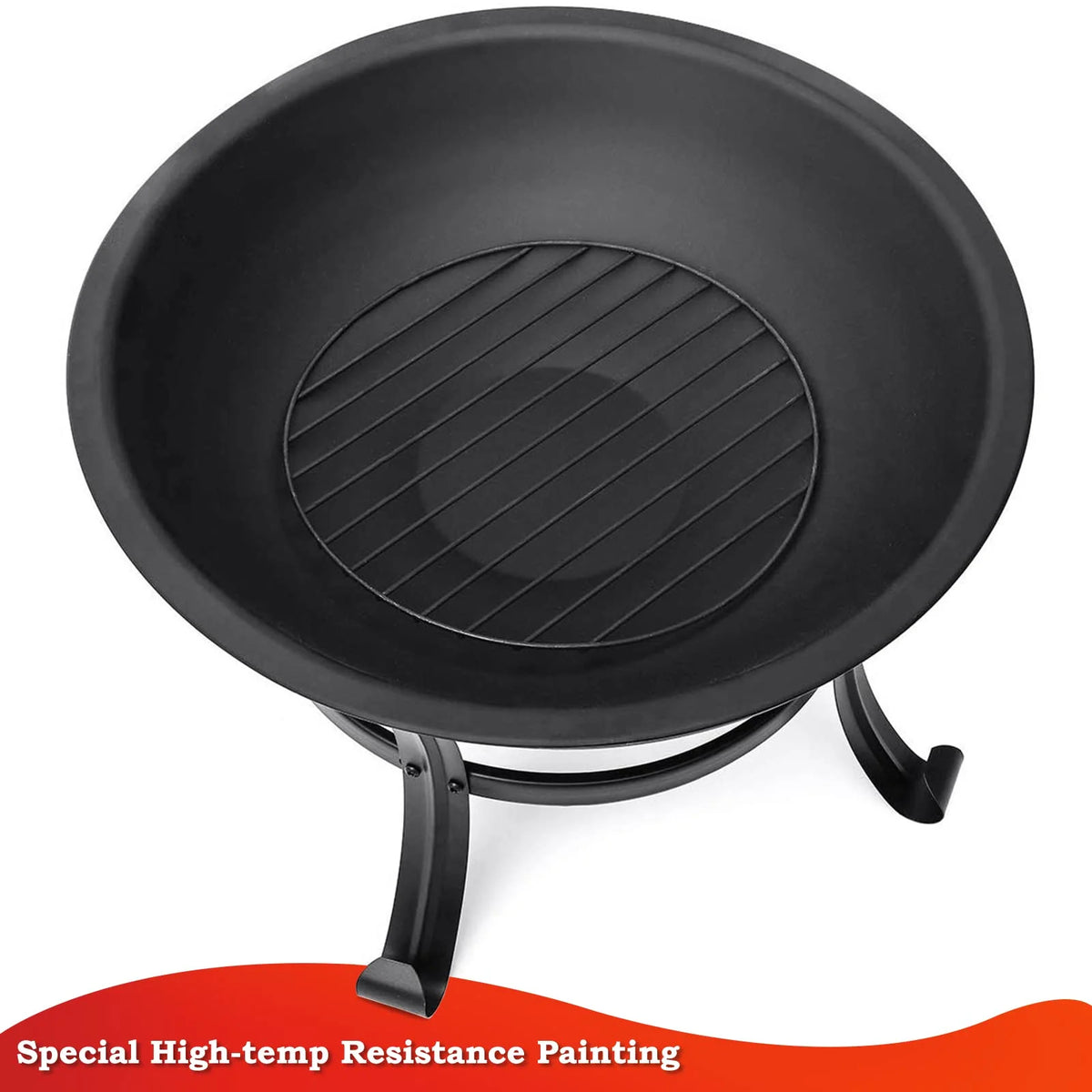 22 inch Wood Burning Steel Fire Pit with Spark Screen T19787