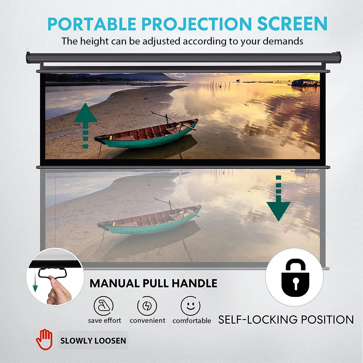 80 inch 16:9 HD Retractable Projector Screen T75316