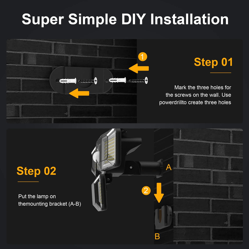 Solar Lights Outdoor 304LED 2500LM Motion Sensor IP65 Waterproof 2Pack Q218