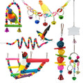 7 Pcs Colorful Bird Toys with Hammock Swing Ladders Mirror Bell Perch N644