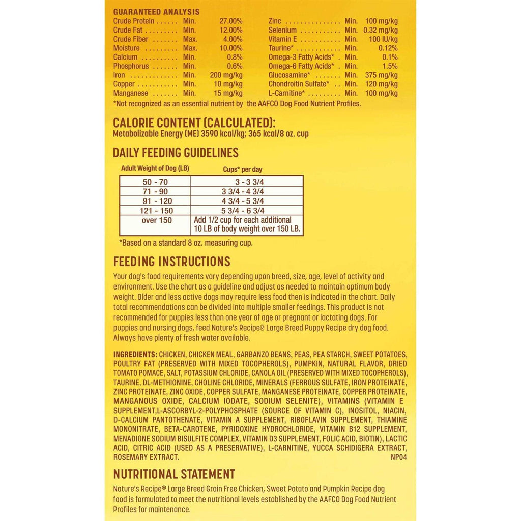 Large Breed Grain-Free Chicken Sweet Potato Pumpkin Dry Dog Food Y579709