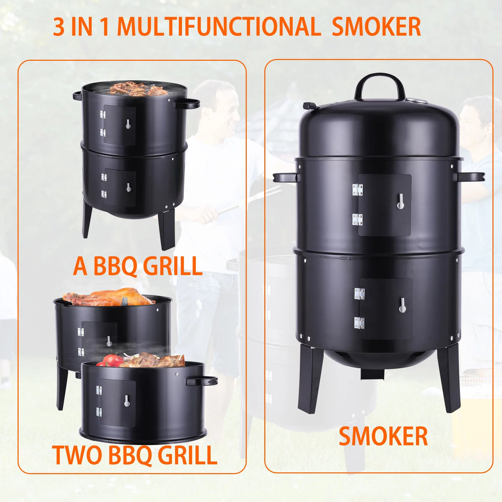 Portable Charcoal Grill 3 in 1 BBQ Smoker M431