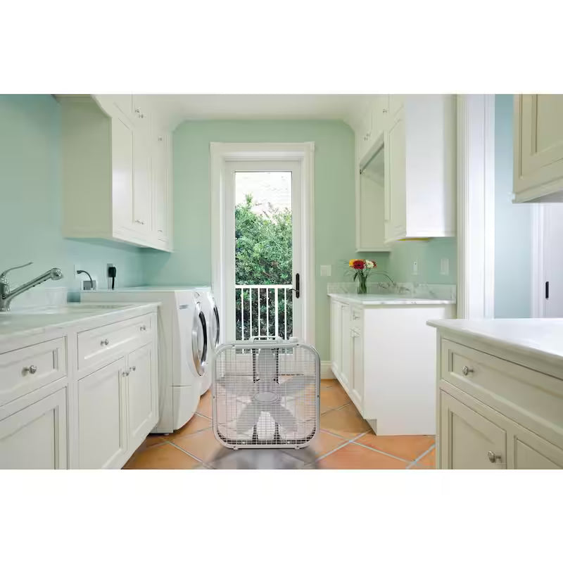 20 in. 3 Speeds Box Fan in White with Carry Handle A8837