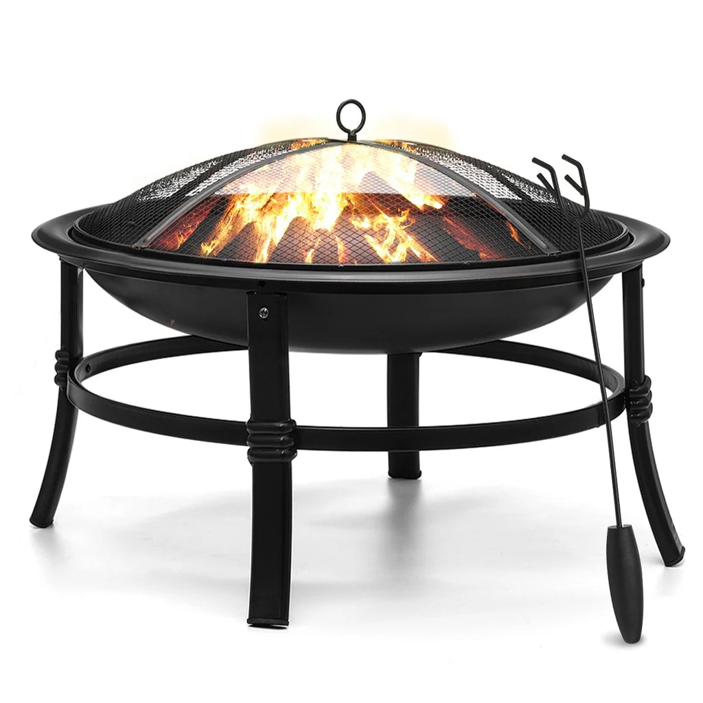 22 inch Wood Burning Steel Fire Pit with Spark Screen T19787