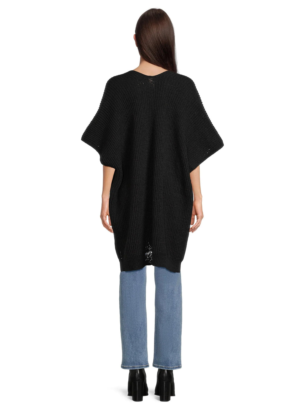 Ribbed Sweater Cape with Pockets C55508