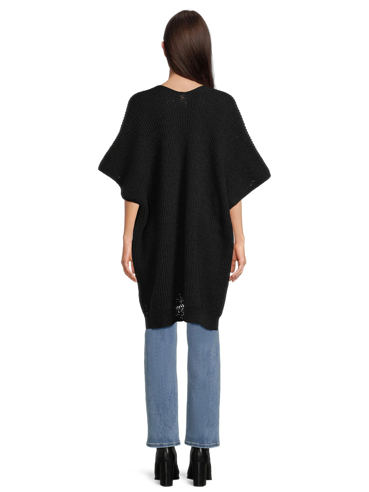 Ribbed Sweater Cape with Pockets C55508