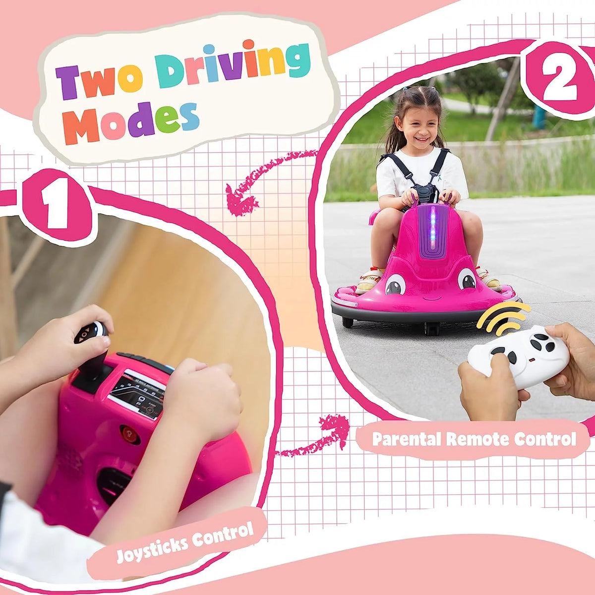 12V Kids Bumper Car with Remote Control LED Lights P60795